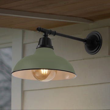 Wallace 12.25" Farmhouse Industrial Indoor/Outdoor Iron LED Victorian Arm Outdoor Sconce